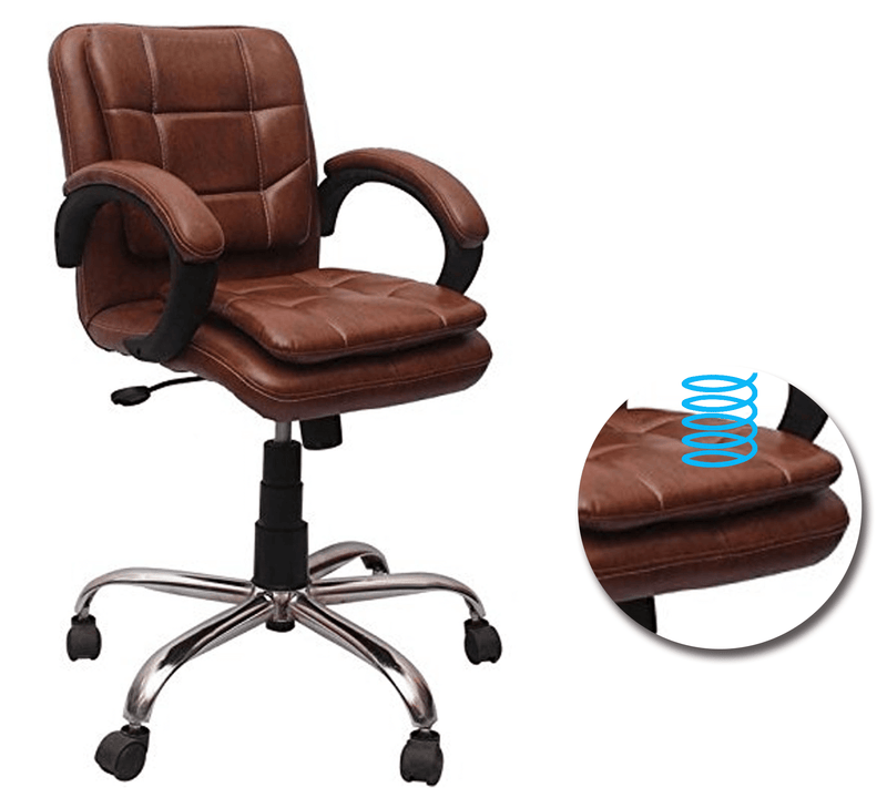 Low Back Office Executive Chair with Metal Chrome Base