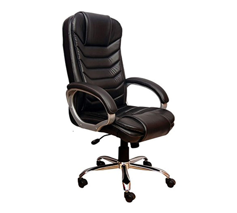 High Back Leatherette Office Director Chair with Height Adjustable Chrome Base