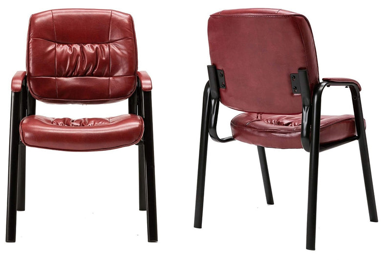 Leather Visitor Chair Metal Frame Legs Base