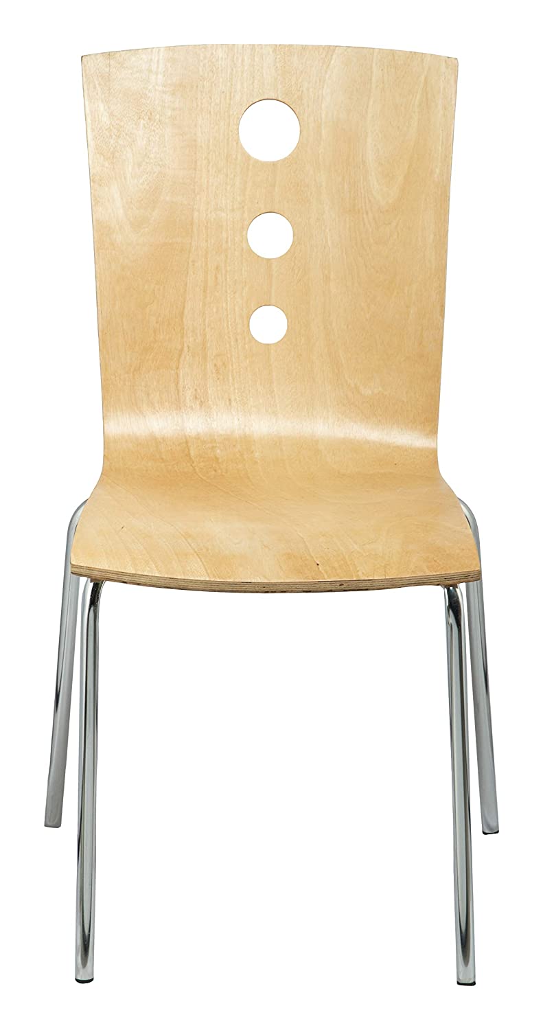 Wooden Cafe Chair in Metal Frame Legs