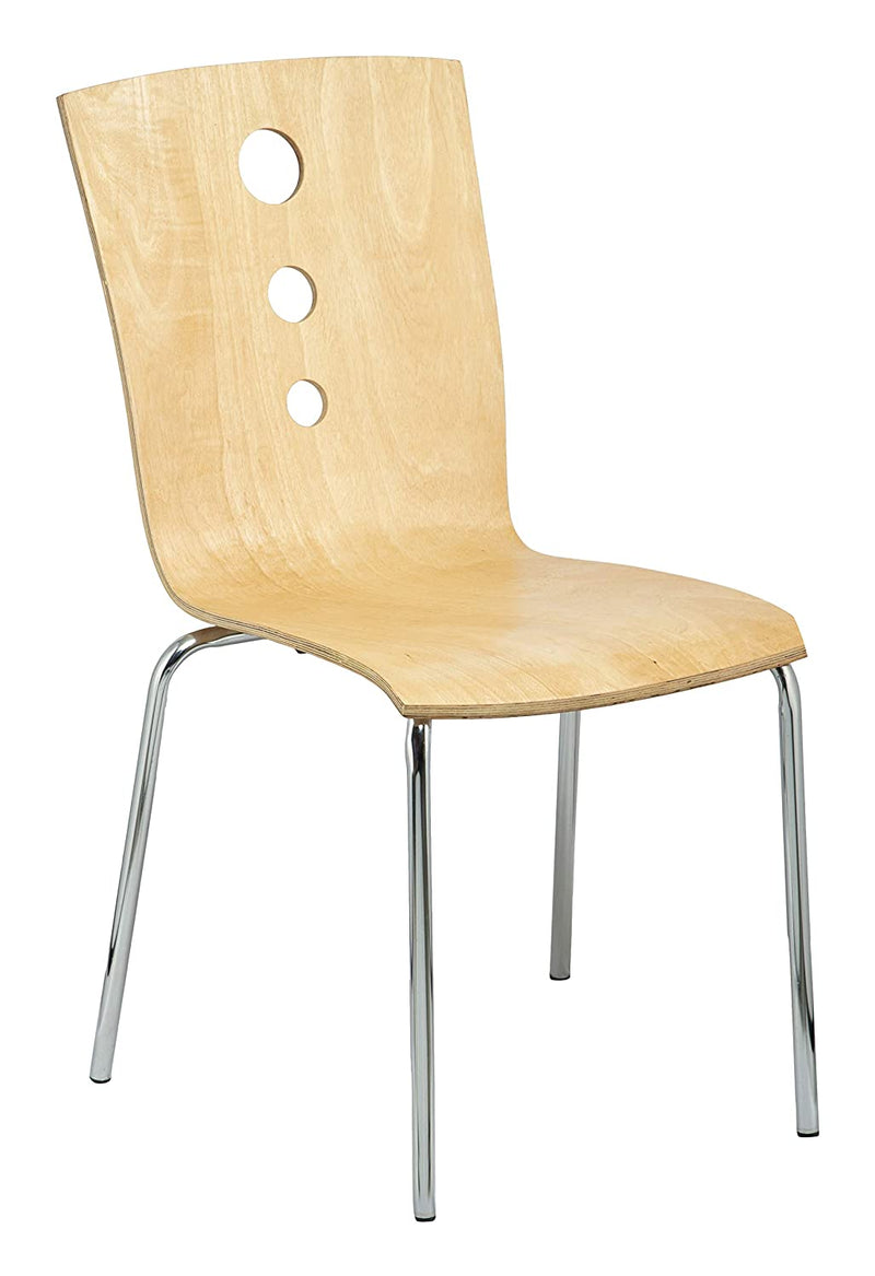 Wooden Cafe Chairs in Metal Frame Legs