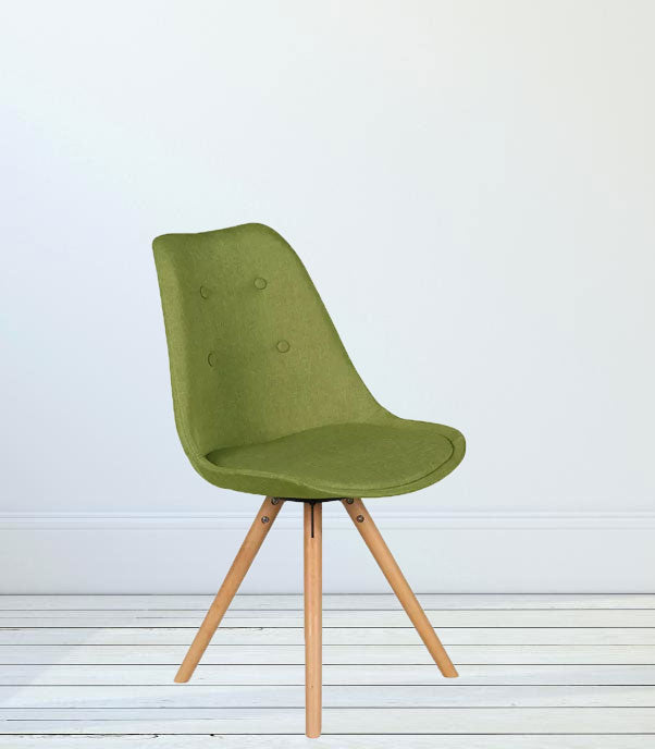 Fabric Cafe Chair in Wooden Legs Base