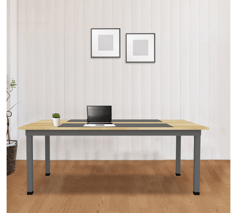 Wooden Executive Table with Metal Legs Frame Base in Particle Board