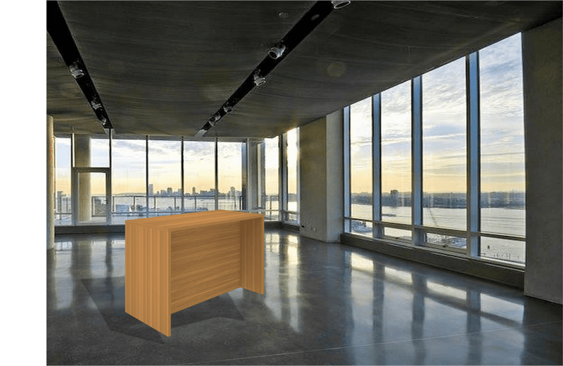 The Particle Board Wooden Counter Table