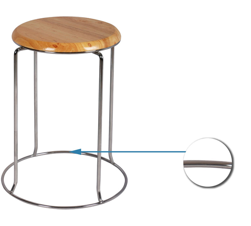 Wooden Bar Stools With Metal Chrome Legs Base