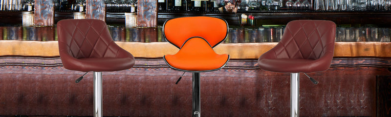 Bar Stool With Height Adjustable Metal Chrome Base