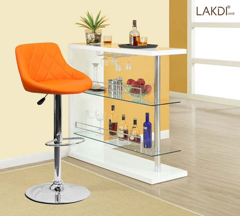 Bar Stool With Height Adjustable Metal Chrome Base