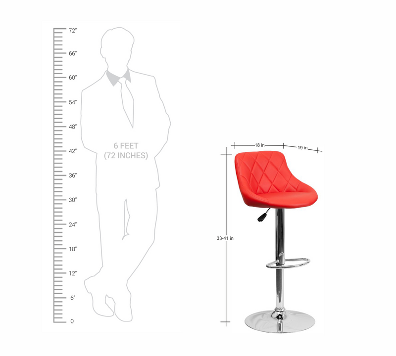 Bar Stool With Height Adjustable Metal Chrome Base