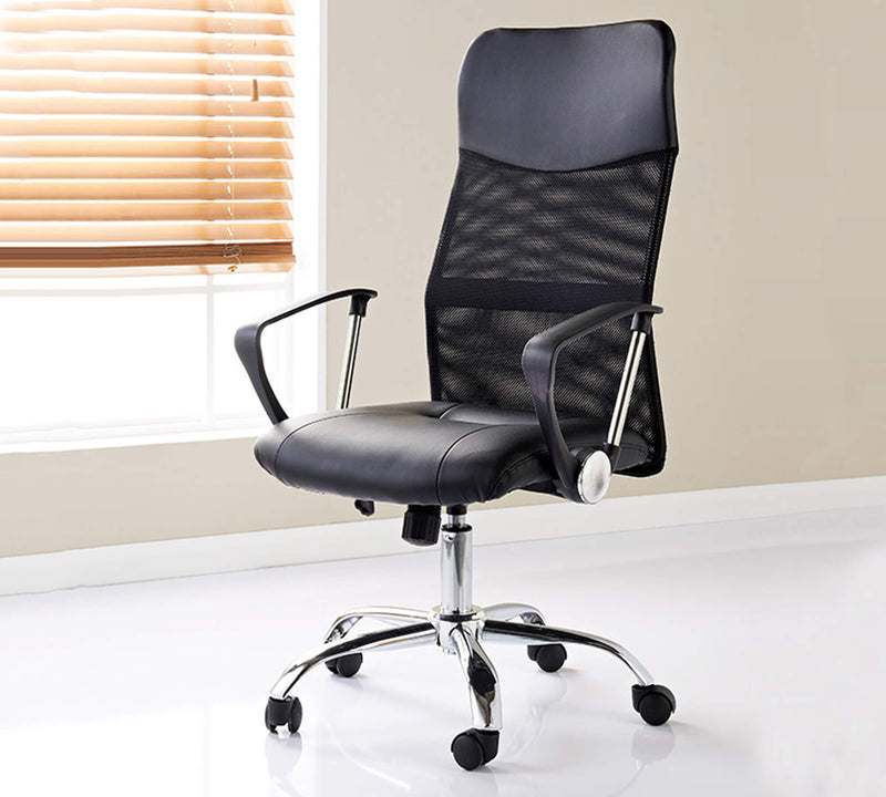 High Back Executive Chair with Wheels & Chrome Base
