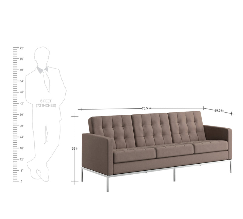 Metal Frame Legs Base Cushioned Fabric Sofa