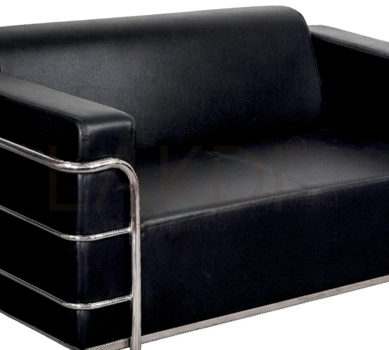 2 Seater Leather Sofa in Metal Frame Legs Base