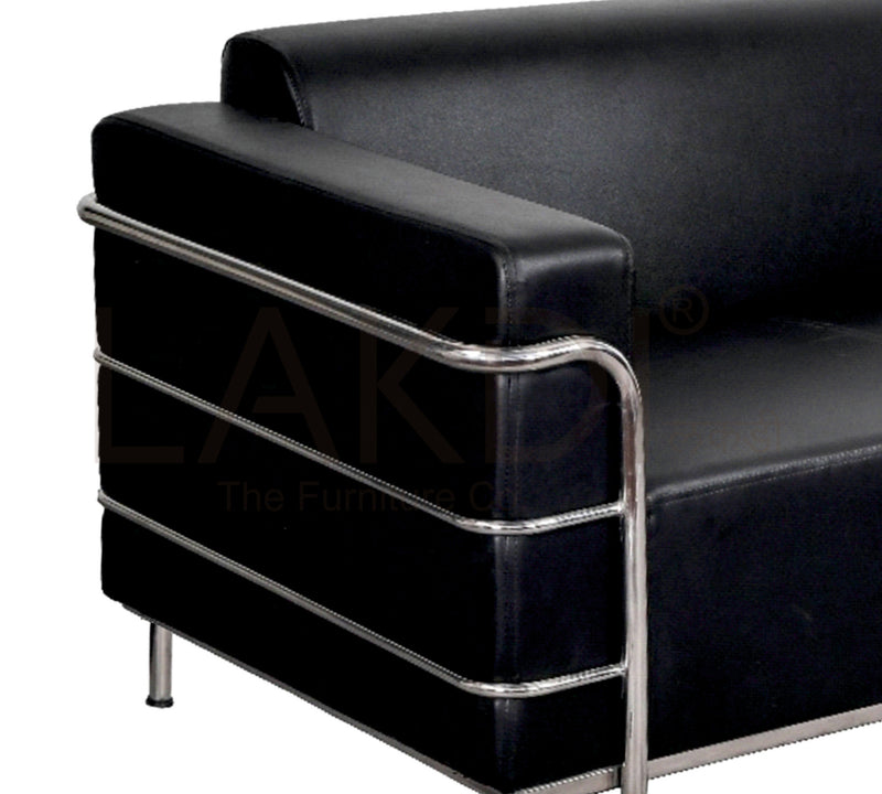 2 Seater Leather Sofa in Metal Legs