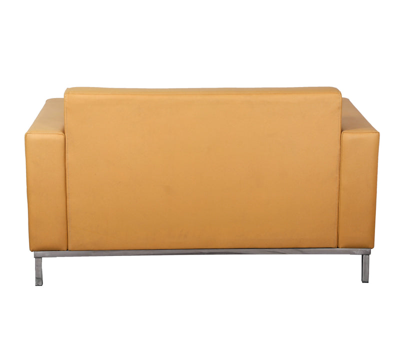 2 Seater Leather Sofa in Metal Chrome Legs Base