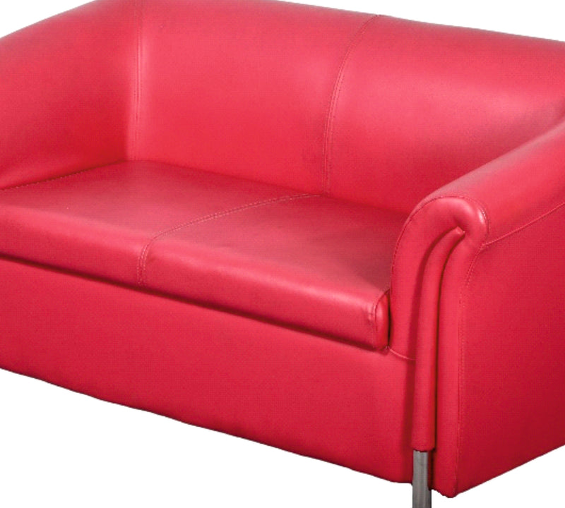 2 Seater Leather Sofa With Metal Legs Base