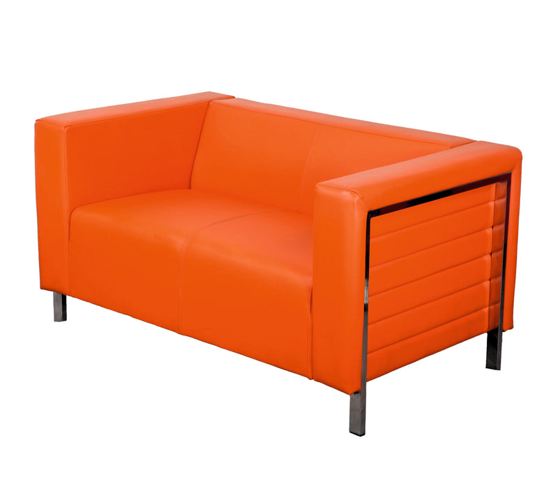 2 Seater Leather Sofa With Metal Legs