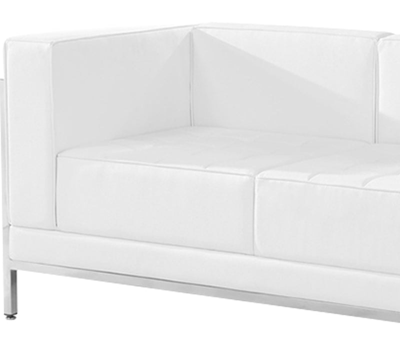 Cushioned Leatherette Sofa with Meta Legs