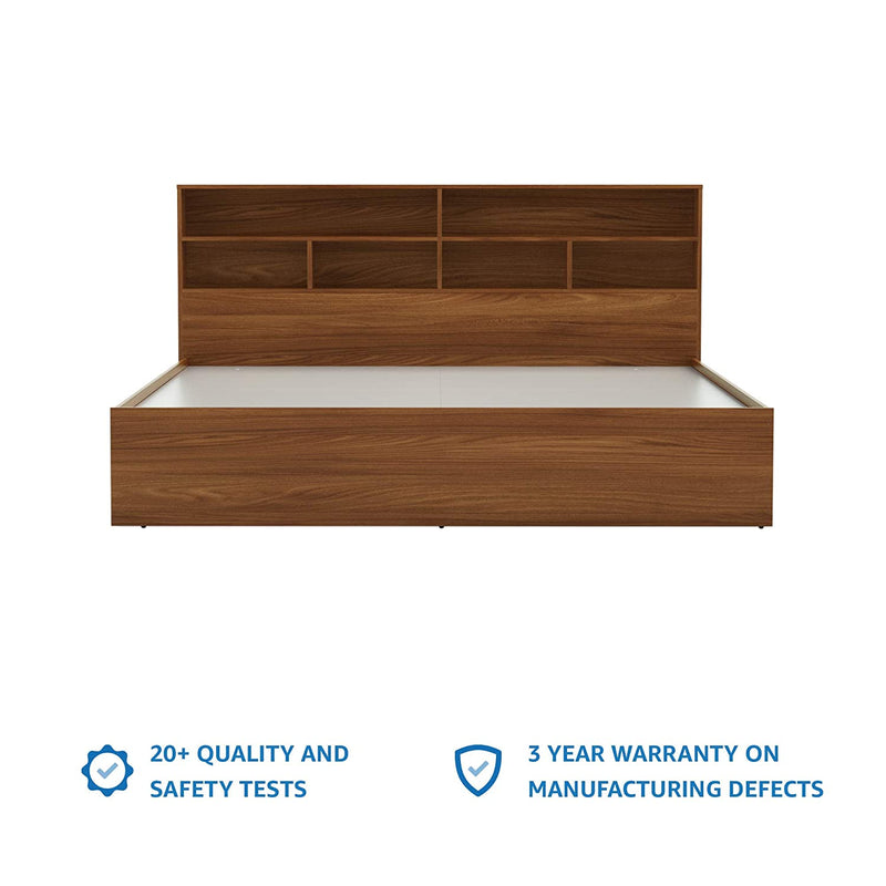 Wooden King Size Bed With Storage in Walnut Finish