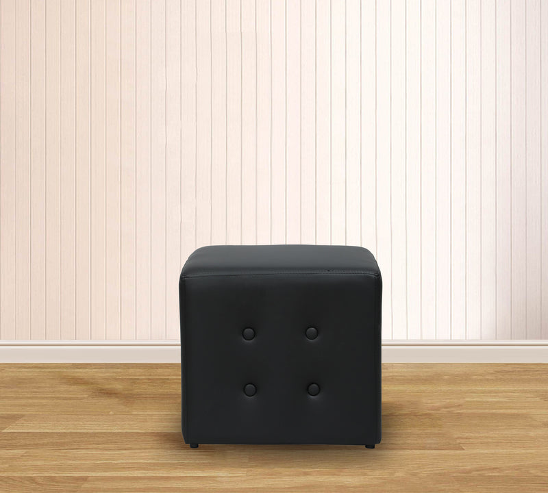 Fully Cushioned Wooden Frame Leatherette Pouffe