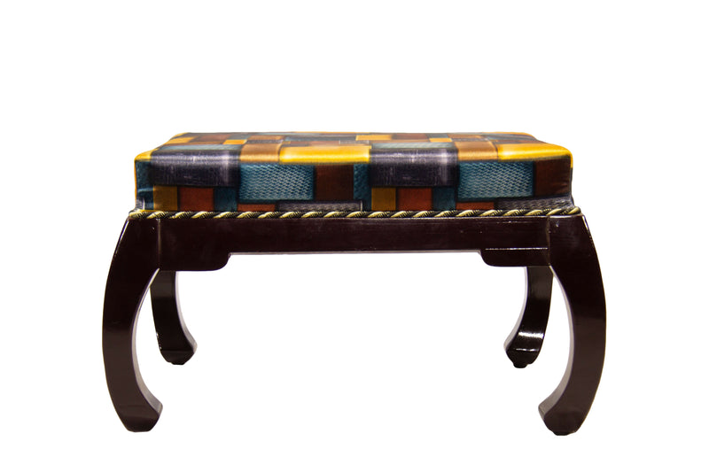Wooden Frame Cushioned Fabric Ottoman