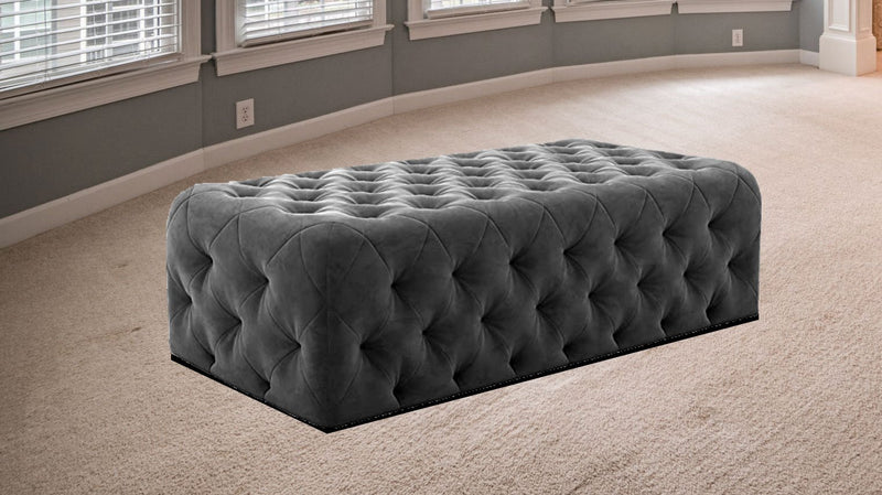 Wooden Frame Fabric Wide Ottoman