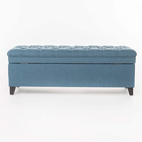 Wooden Frame Fabric Wide Ottoman with Storage