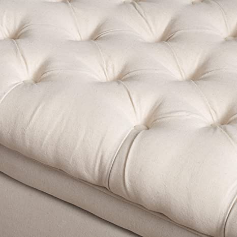 Wooden Frame Fabric Wide Ottoman with Storage
