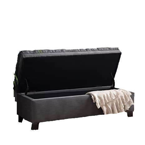 Wooden Frame Fabric Wide Ottoman with Storage