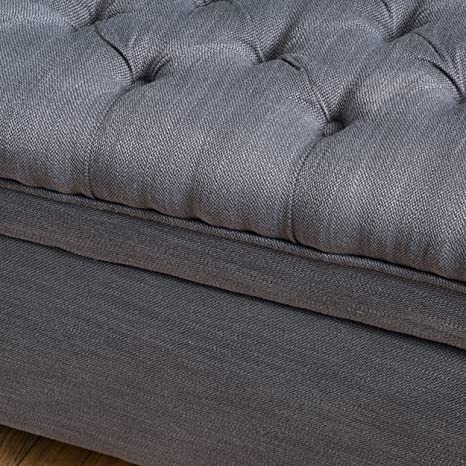 Wooden Frame Fabric Wide Ottoman with Storage