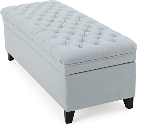 Wooden Frame Fabric Wide Ottoman with Storage