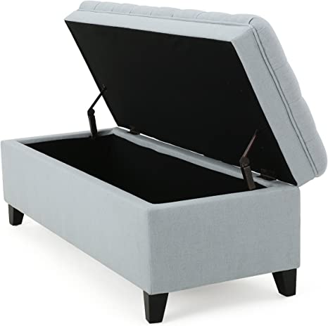 Wooden Frame Fabric Wide Ottoman with Storage