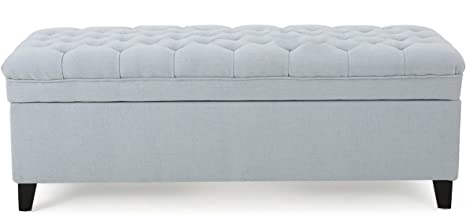 Wooden Frame Fabric Wide Ottoman with Storage
