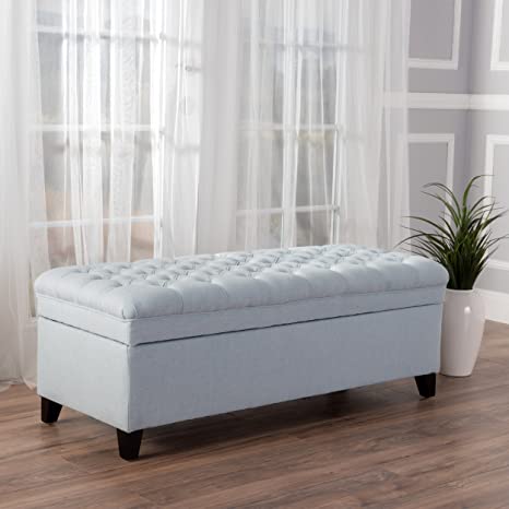 Wooden Frame Fabric Wide Ottoman with Storage