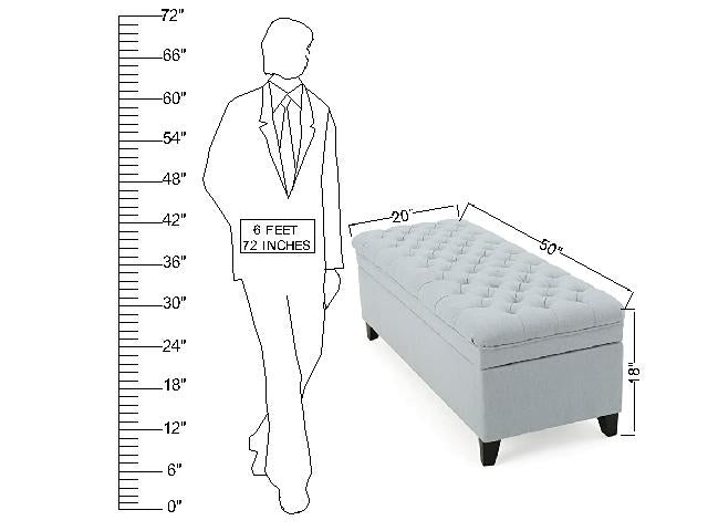 Wooden Frame Fabric Wide Ottoman with Storage