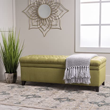 Wooden Frame Fabric Wide Ottoman with Storage