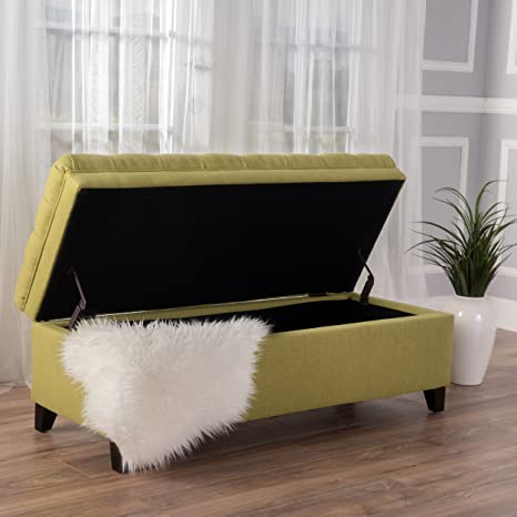 Wooden Frame Fabric Wide Ottoman with Storage