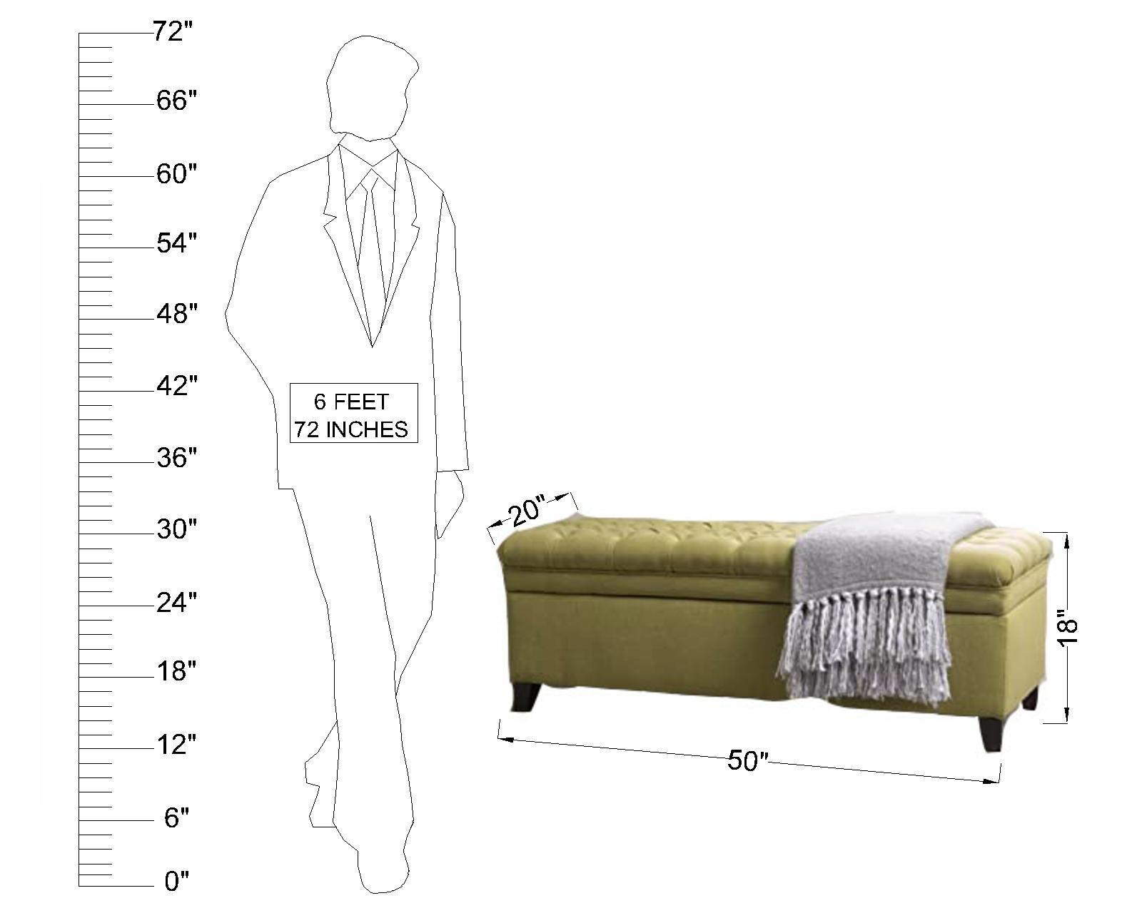 Wooden Frame Fabric Wide Ottoman with Storage