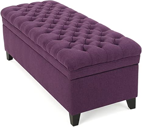 Wooden Frame Fabric Wide Ottoman with Storage