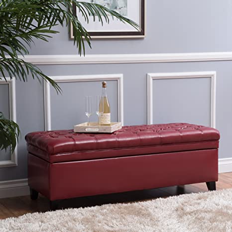 Wooden Frame Fabric Wide Ottoman with Storage