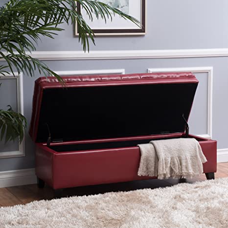 Wooden Frame Fabric Wide Ottoman with Storage
