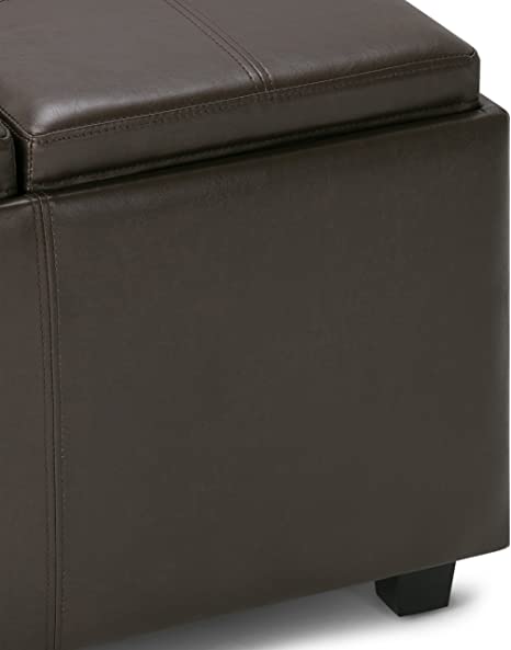 Wooden Frame Leatherette Ottoman with Storage