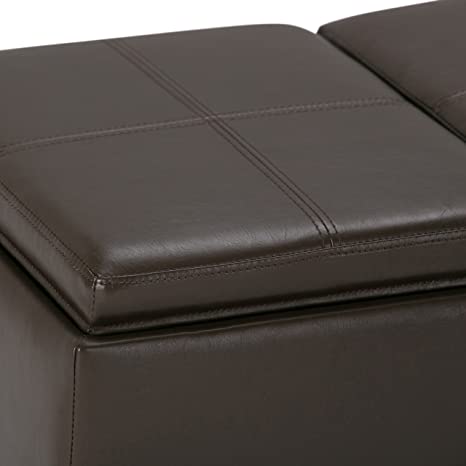 Wooden Frame Leatherette Ottoman with Storage