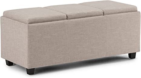 Wooden Frame Leatherette Ottoman with Storage