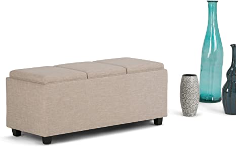 Wooden Frame Leatherette Ottoman with Storage