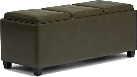 Wooden Frame Leatherette Ottoman with Storage