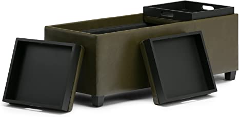 Wooden Frame Leatherette Ottoman with Storage