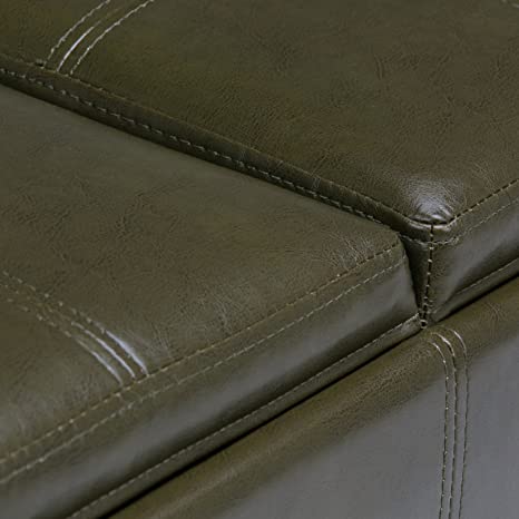 Wooden Frame Leatherette Ottoman with Storage