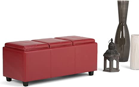 Wooden Frame Leatherette Ottoman with Storage