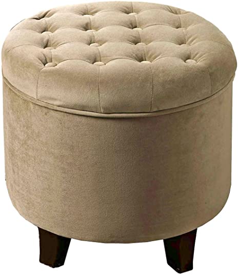 Wooden Frame Fabric Pouffe with Storage