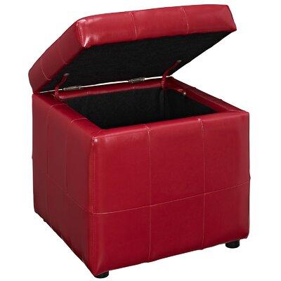 Wooden Frame Leatherette Pouffe with Storage