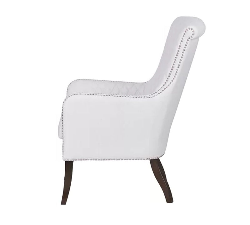 Wooden Lounge Chair with Cushioned Cotton Fabric